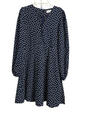Navy Mini Dress with White Floral Dot Print size